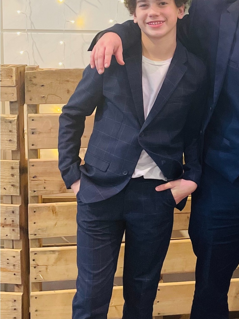 Zara Teen Navy Checkered Suit